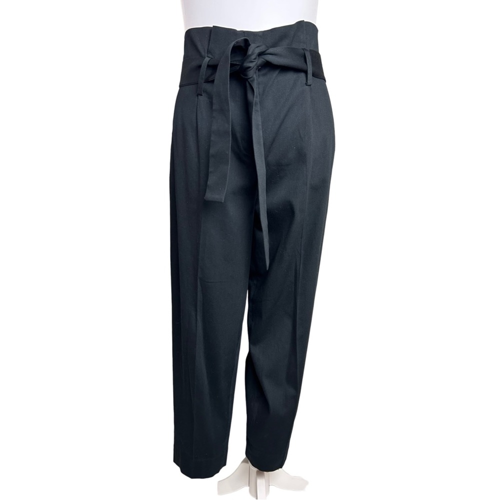 COS Pants Black high Waist Paperbag Belted Pleated Cropped Tapered Trousers